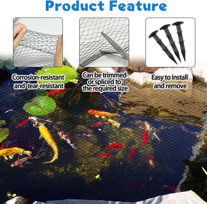 STSTECH Pond Netting Shield for Leaves,Protects Koi Fish from Birds Cats Predators,Durable Mesh Protective Cover for Pool Farm Orchard Veggie Garden (15.1x20ft) - Image 4